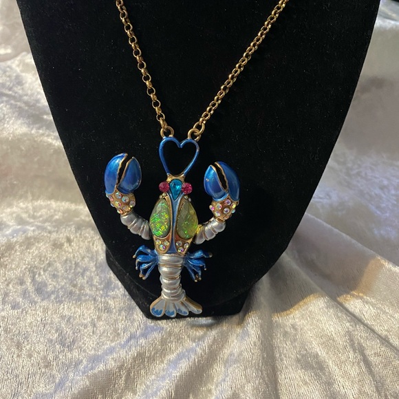 BETSEY JOHNSON COLORFUL RETICULATED LOBSTER PENDANT 30” NECKLACE + BONUS - Picture 3 of 14